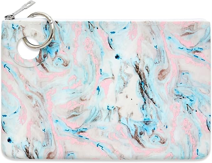 Oventure Large Silicone Pouch - Pastel Marble | Waterproof Zipper Bag & Holiday Gift for Women, Makeup & Travel