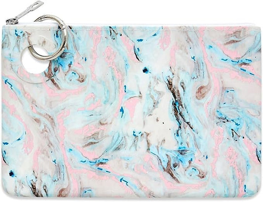 Oventure Large Silicone Pouch - Pastel Marble | Waterproof Zipper Bag & Holiday Gift for Women, Makeup & Travel