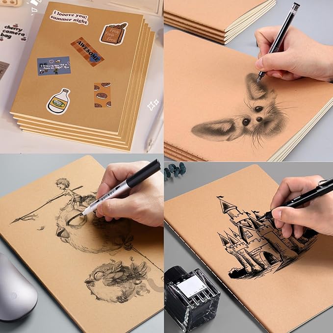 32 Pack A5 Blank Notebook Journals for travelers,students and office,Writing diary Subject Notebooks, Blank thick paper,60Pages, 30 Sheets,8.3x5.5inch