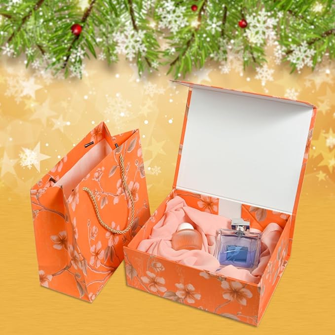 Luxury Gift Box with Magnetic Lid, Finished Size 9.8×7.9×4 In,Collapsible Rectangle Storage Box with Gift Bag for Wedding,Birthday, Party,Christmas,Valentine's Day‘s Gift