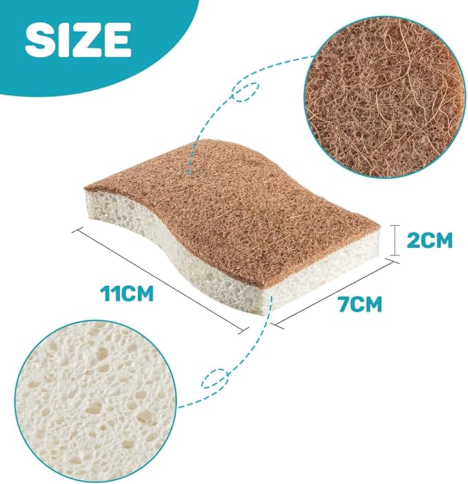 MAQIHAN 10PCS Natural Sponges for Dishes - Biodegradable Sponges Kitchen Eco Friendly Dish Sponge Non-Scratch Sponges for Cleaning Kitchen