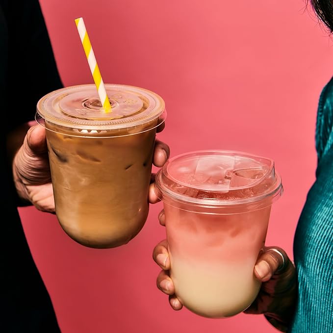 TOSSWARE NATURAL Arc - Plant Based Cups 16 oz - Plastic Alternative Cups for Parties, Bachelorettes, Weddings - Recyclable Clear Cold Cups - Set of 1000