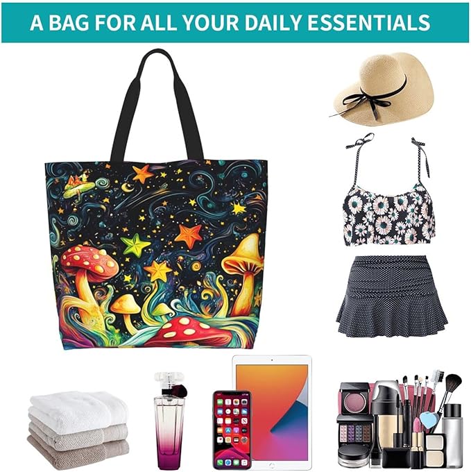 Tote Bag Shoulder Bags for Women Grocery Shopping Bag Reusable Bags Boho-Red Paisley 1