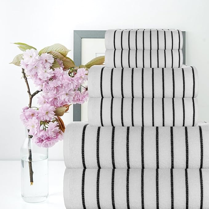 CASA COPENHAGEN Ecstatic 6 Pieces Towel Set- White, 600 GSM 2 Bath Towel 2 Hand Towel 2 Washcloth, Designed in Denmark Made of Soft Egyptian Cotton for Bathroom, Kitchen & Shower