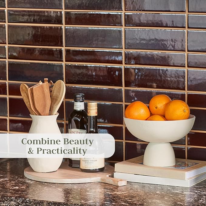 CG Hunter Small Crème Vase, Elegant Modern Design, Perfect for Home Decor, Table Centerpiece, Floral Arrangements, and Decorative Accents