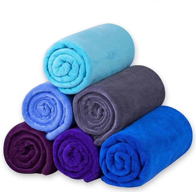 JML Bath Towel, Microfiber Bath Towels Set 6 Pack (30" x 60") - Large Size, Extra Absorbent, Quick Drying, Multipurpose Use as Bath Fitness Towel, Sports Towels, Yoga Towel, Aquamarine