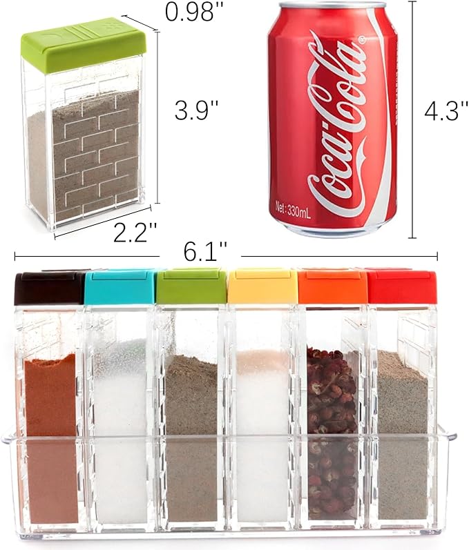 URALFA Spice Shaker Jars, Plastic Seasoning Shaker Box Condiment Set for Travel, Seasoning Storage Containers,Color