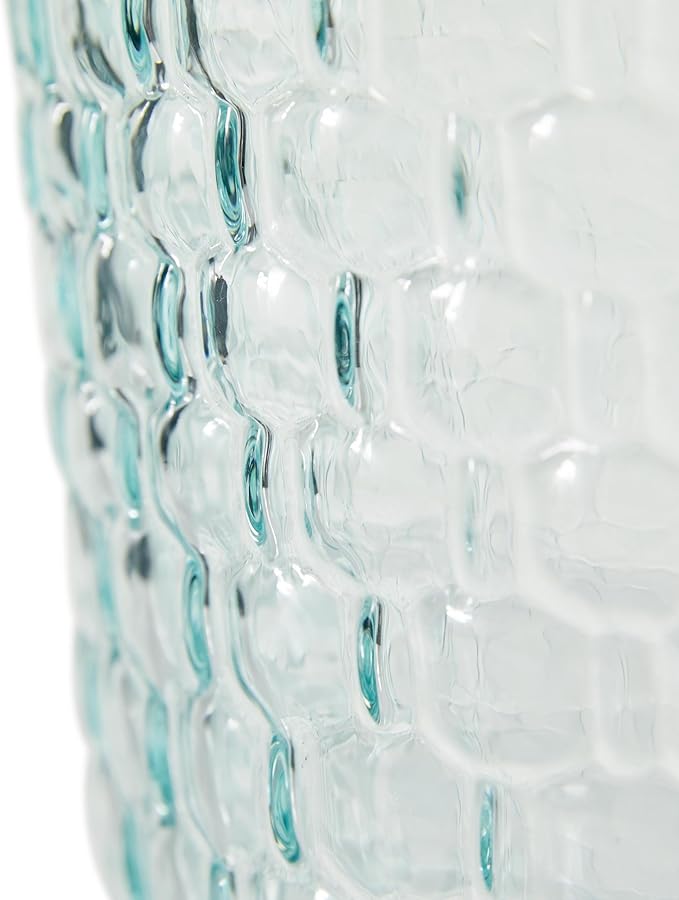 Deco 79 Recycled Glass Decorative Vase Spanish Bottle Centerpiece Vase with Bubble Texture, Flower Vase for Home Decoration 10" x 10" x 17", Blue