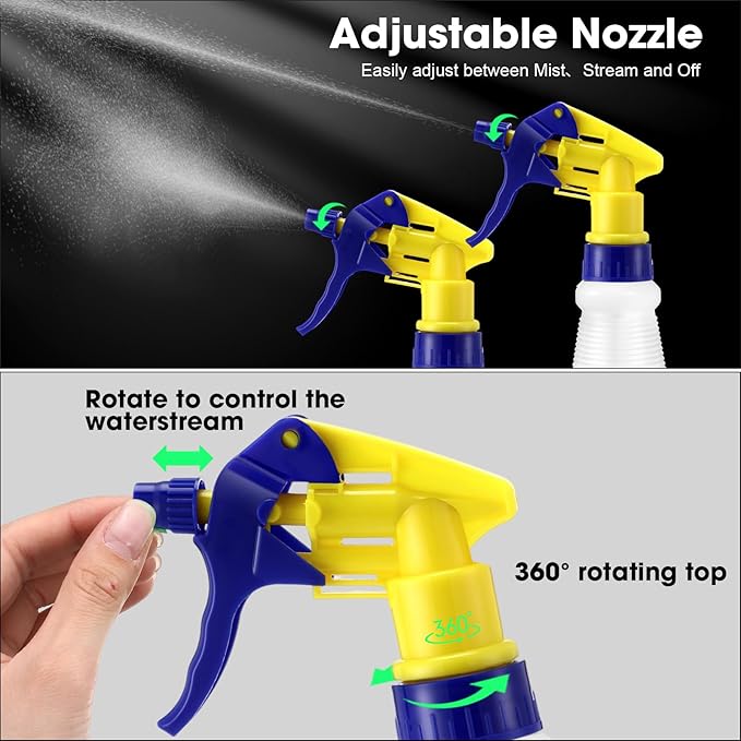 Eccliy 12 Pcs 16 Oz Plastic Spray Bottle, Adjustable Empty Reusable Sprayer for Cleaning, Planting, Water, Bathroom and Kitchen, BBQ, Commercial and Residential(Yllow&blue,Original)