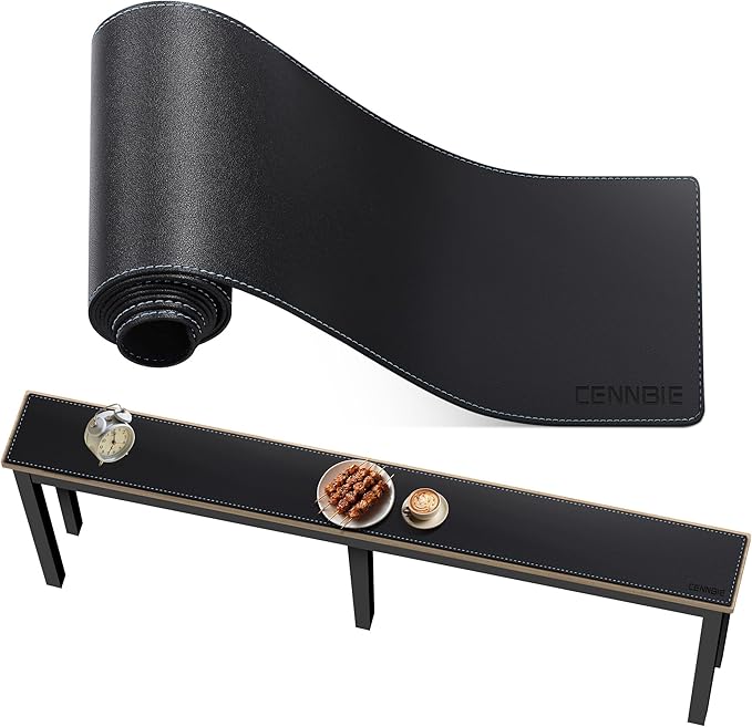 CENNBIE Console Table Leather Cover - 63 x 5.9 Inches Sofa Table Narrow Long Mat - TV/Media/Gaming/Center Console Table Protector Pad for Narrow Side Table, Sideboard, Entryway Table (Black)