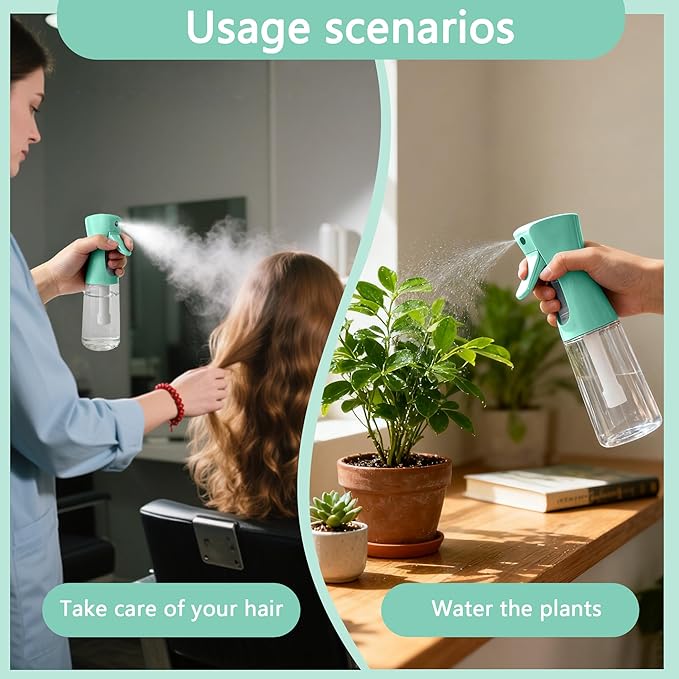 Spray Bottle for Hair Continuous Ultra Fine Mist (200ml) 360° Multi Spray Bottle for Plants, Cleaning, Skin Care Leakproof & Durable 1 Pack