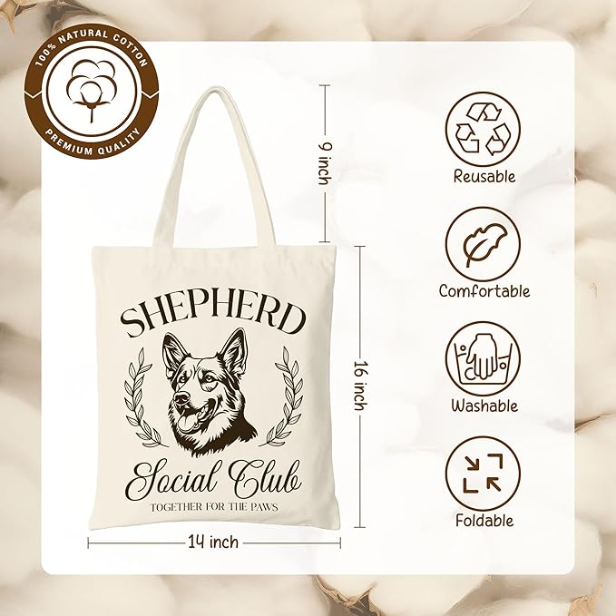 Dog Social Club Canvas Tote Bag, Travel & Daily Use, 16x14 Inch