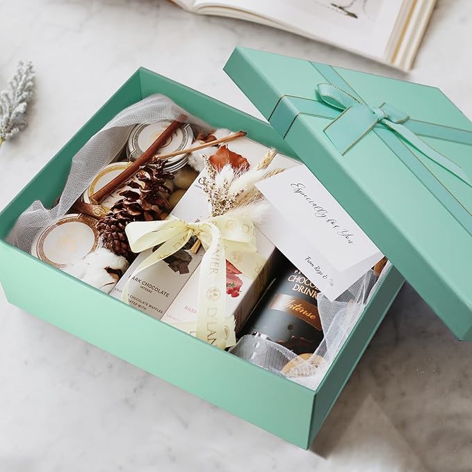 Green Gift Boxes with Lids for Presents, 2 Pack 13"x10"x5" Large Gift Boxes, Foldable Gift Wrap Boxes, Versatile Empty Gift Box for Birthday, Anniversaries, Weddings, Any Occasion