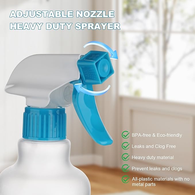 Spray Bottles Plastic Spray Bottle for Hair Mist/Stream Heavy Duty Empty Spray Bottles for Cleaning Solutions, Plants, Cooking (12oz-Blue)