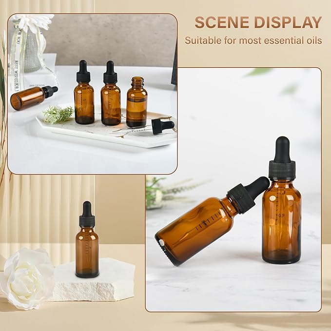 6 Pcs 1oz Amber Glass Eye Dropper Bottle, Tincture Bottles With Leak-Proof Design, Stronger Suction for All Kinds of Mixed Liquids