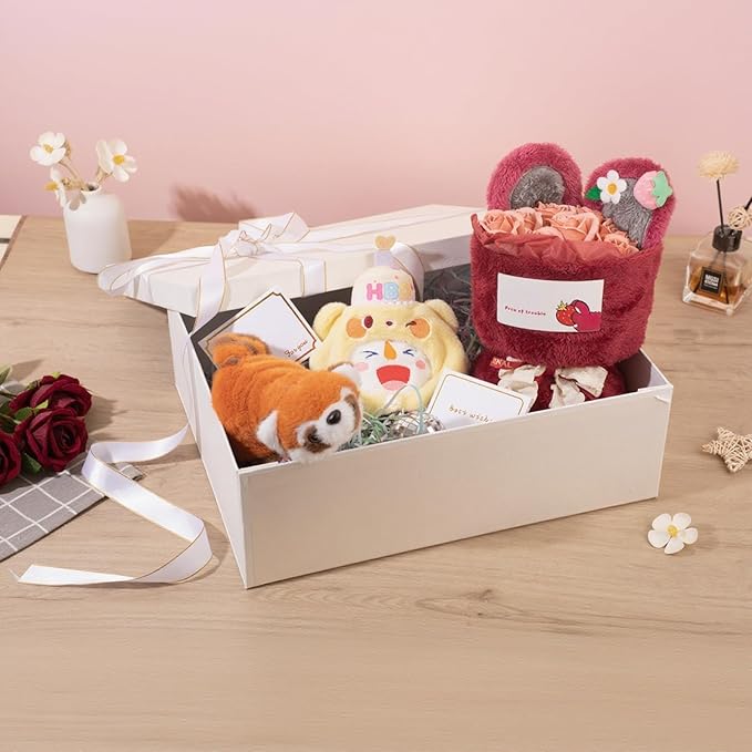 Rinrda Extra Large Gift Box 16.5x13x5.5 inches,White Gift Boxes with Lids for Presents,Perfect for Birthday,Valentine's Day,Christmas,Anniversaries,Contains Card,Ribbon,Shredded Paper Filler.