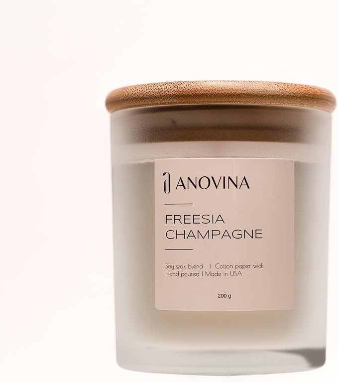 Champagne Toast Candle Gift – Luxury Freesia & Champagne Scent – Scented Candles for Women – Aromatherapy Candle Gift Box – Made in USA – Brown Glass Jar