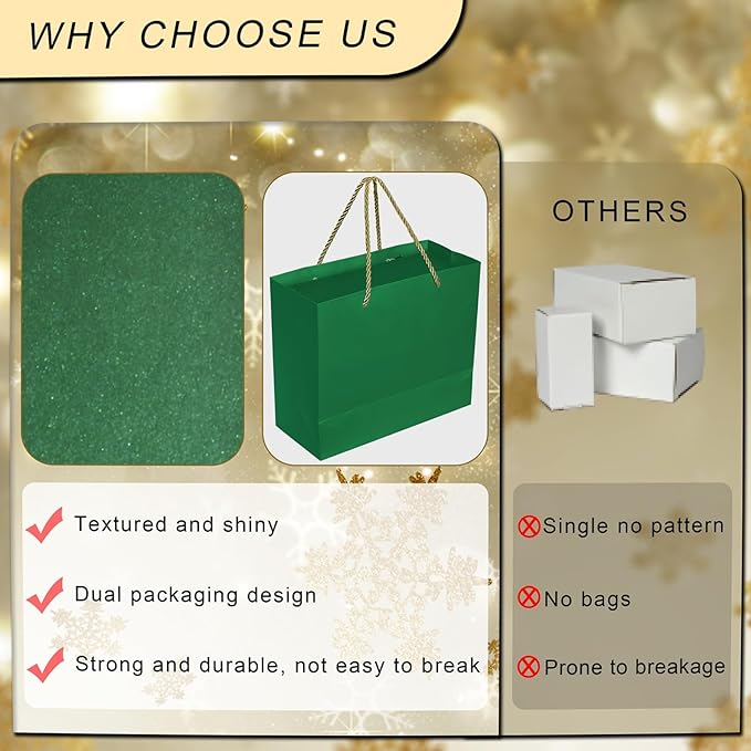 Elegant Gift Boxes with Gift Bag for Presents with Lids Magnetic Closure Rectangle Collapsible for Christmas, Valentine's Day，Birthday Gift Packging (Green)