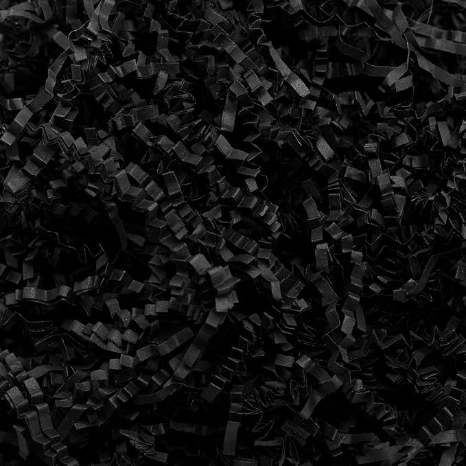 Mefleet 2 LB Crinkle Cut Paper Shred Filler Black Crinkle Shredded Paper for Gift Box - Gift Basket Bag Filler - Grass Cushion Stuffing for Valentine's Day Halloween Holiday Packaging Wrapping