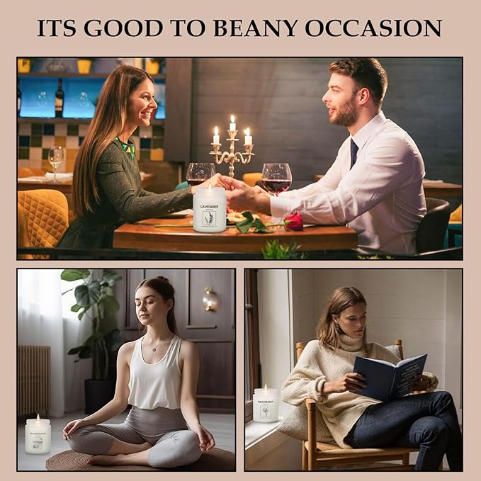 Scented Candle Gift Set, 6 Pack Lavender & Fresh Wood Soy Candles for Home, Long Lasting Aromatherapy Candles for Relaxation, Holiday & Christmas Gifts for Women