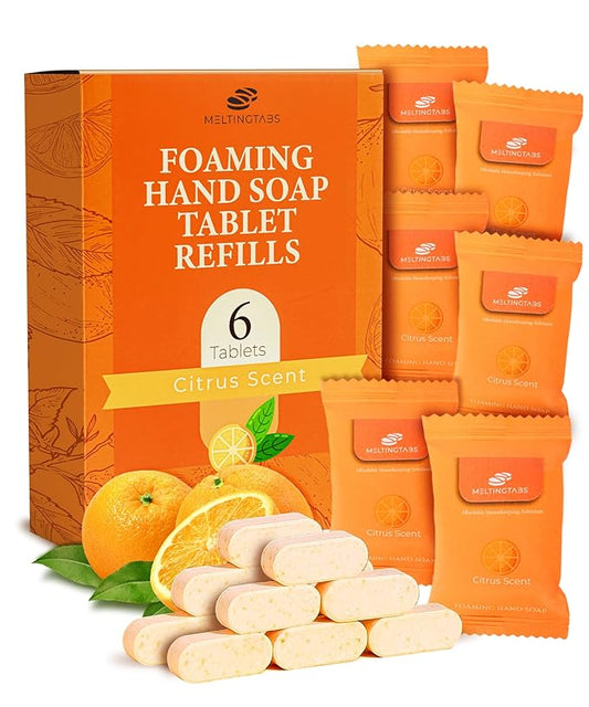 Foaming Hand Soap Tablets Refill – Citrus Scent, 6-Pack Concentrated Tablets for Foaming Soap