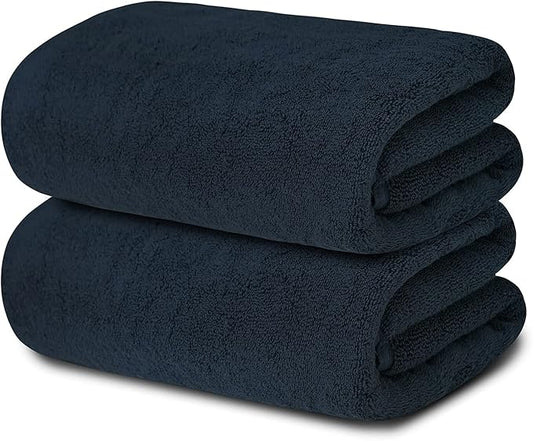 BIOLINEN Luxury 100% Cotton Bath Towels – Ultra Soft, Highly Absorbent, Quick-Dry – Premium Quality for Home, Spa & Hotel (Black, 30x60)