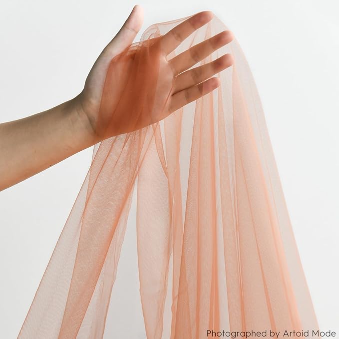 Artoid Mode 6PCS Terracotta Gauze Table Runner 120 Inch 10FT, Seasonal Sheer Kitchen Dining Holiday Wedding Birthday Baby Shower Table Decor for Home Party