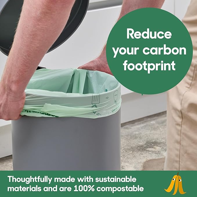 Compostic Home Compostable Trash Bags, 13 Gallon Tall Kitchen Rubbish Bags (23” x 29”), Extra Strong & Quickly Breaks Down, 50 Count