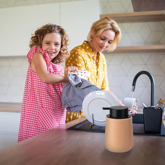 Soap Dispenser Ceramic with Easy-to-Press Pump Hand Lotion Liquid Dispenser for Shampoo Bathroom Kitchen 12 oz