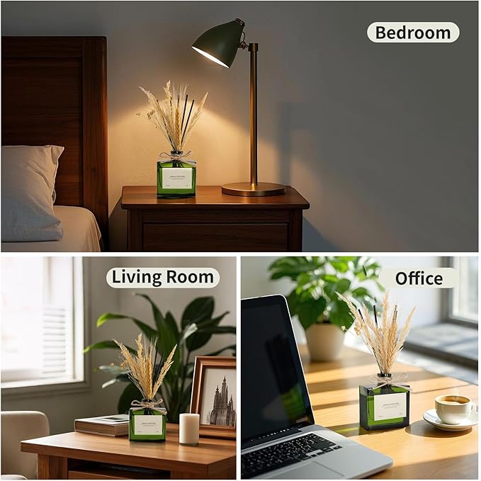 Reed Diffuser, 6.09 oz Citrus Grove Scent Diffuser with Sticks & Dried Flowers, 120 Days Long Lasting Diffusers for Home, Elegant Fragrance for Bathroom Bedroom Office Decor Air Fresh