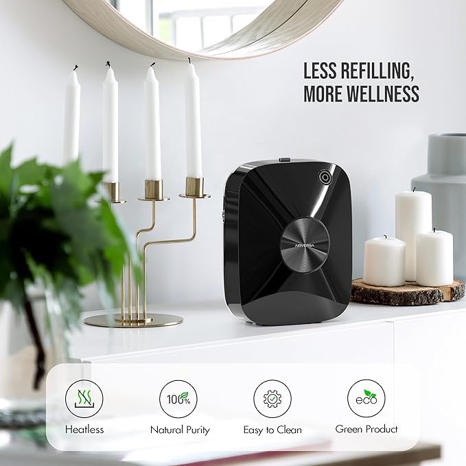 Airversa Smart Waterless Essential Oil Diffuser, 400mL Capacity with 200mL Fragrance Scent Oils, Up to 2000 sq ft Aromatherapy Scent Air Machine for Large Room and Commercial Use, ANA Black Kit