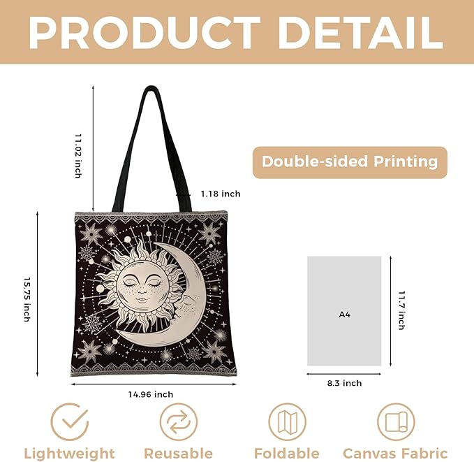 Cute Aesthetic Canvas Tote Bag for Women, Reusable Foldable Shopping Cotton Shoulder Totebag with Zipper Pocket