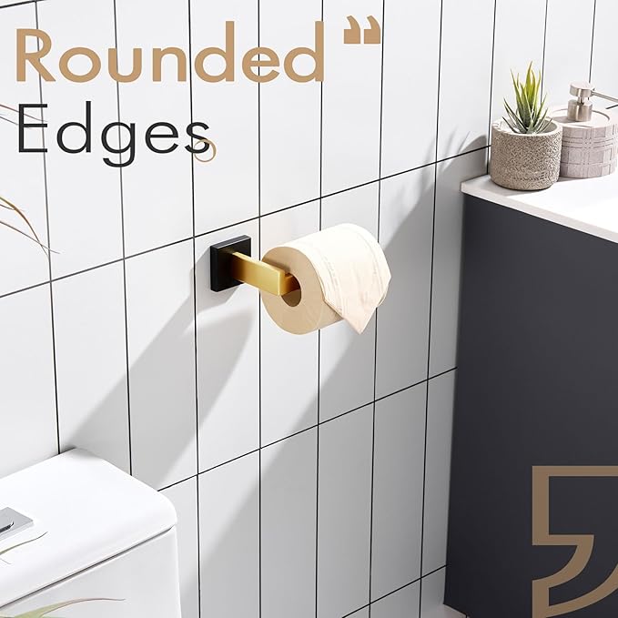 KOKOSIRI Toilet Paper Holders Wall Mounted Toilet Roll Holder for Bathrooms Hardware Washroom T-304 Stainless Steel, Matte Black and Gold B2003GDK