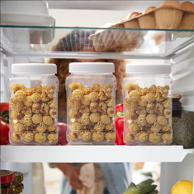 18 Pack Clear Plastic Storage Jars with Lids,27 oz Easy Grip Handles Plastic Containers,Reusable Wide Mouth Plastic Canisters,with Airtight Lids Square Paint Storage Containers for Kitchen Supplies