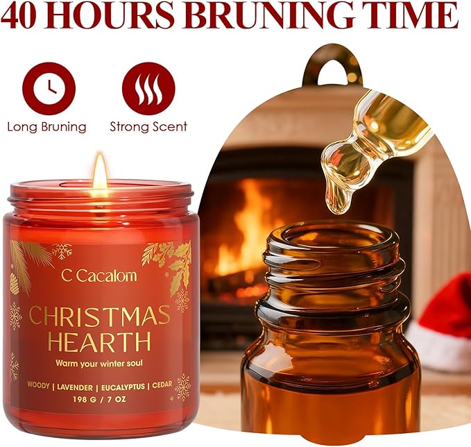 6Pack Christmas Soy Candles Gift Set Non-Toxic Aromatherapy Scented Candles for Holiday Gifts, Luxury Decorative Candle, Vinilla/Lavender/Pine/Cookies/Apple/Cupcake Jar Candle, Winter Candle Set