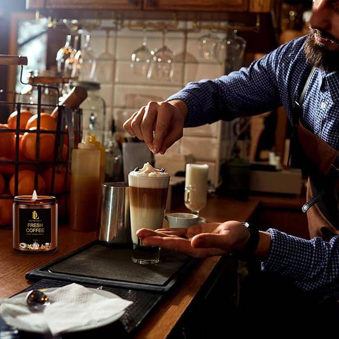 Fresh Coffee Candles, Coffee Scented Candle, Natural Soy Candles for Home Scented, Long Lasting with 50 Hour Burn Time, Gifts for Men Women