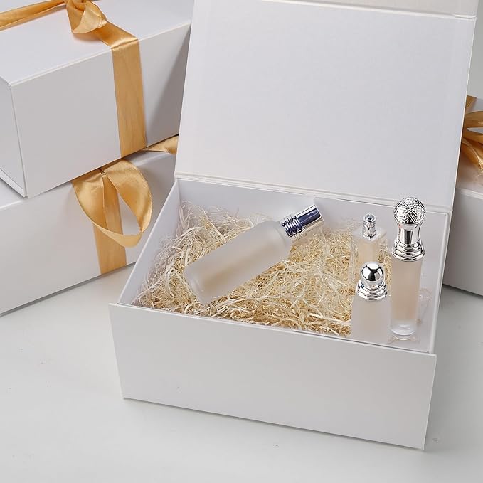 Schliersee 4 Packs 9x6x4 White Gift Box with Lid for Present, Magnetic Gift Box for Wedding, Birthday