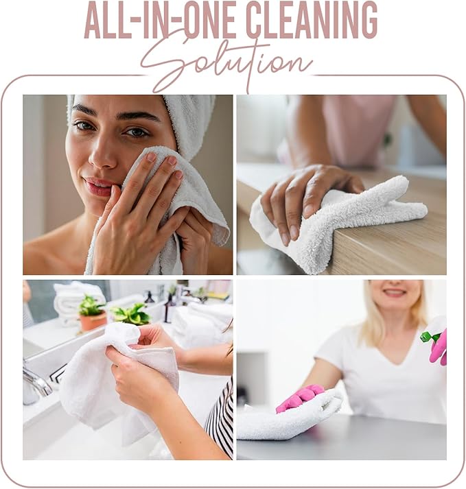 DAN RIVER 100% Cotton Wash Cloths 24 Pack [12x12] Soft & Absorbent face Towel for Showering, Gym, Hotels & Spa Perfect for Everyday Use Fingertip Towels, Dusty Pink