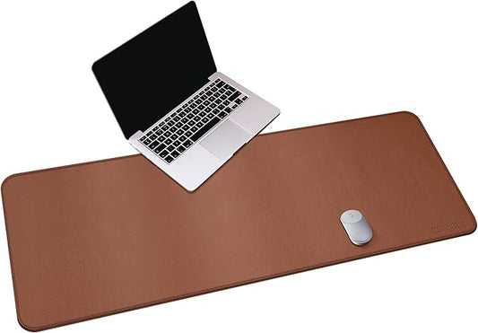 CENNBIE Leather Desk Mat,55" x 19.6" Extra Large Desk Pad Blotter Protector, Extended Non-Slip Mouse Pad, Waterproof PU Leather Desk Mat on top of desks Large for Office and Home (Brown)