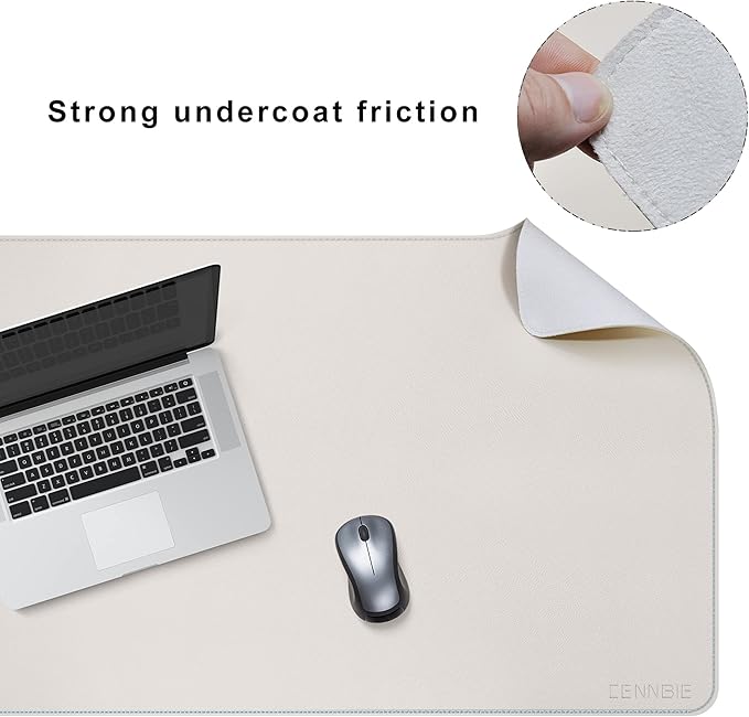 CENNBIE 39.3" x 19.6" Leather Desk mat,Desk mats on top of desks, Perfect Desk Mate for Office and Home, Rectangular, Large(Cream Color)
