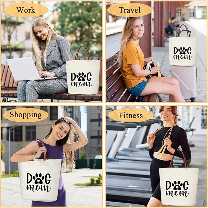 Canvas Tote Bag for Women, Birthday Gifts, Aesthetic Reusable Grocery Shopping Bags With Leather Handles