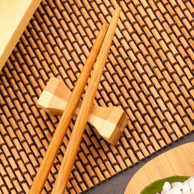 Restaurantware-Chopstick Rests, 25 Hourglass Shape Chopstick Holders - Holds Forks Or Spoons, For Dinner Tables And Home Decor, Dual Color Bamboo Knife Rests