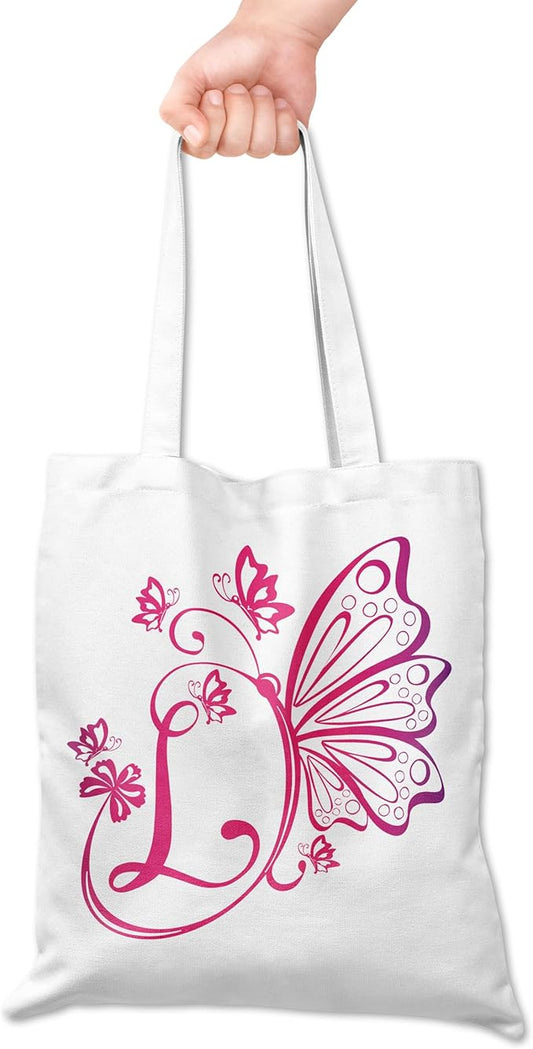 Grace Yonks Butterfly Monogram Canvas Tote Bags with The Letter