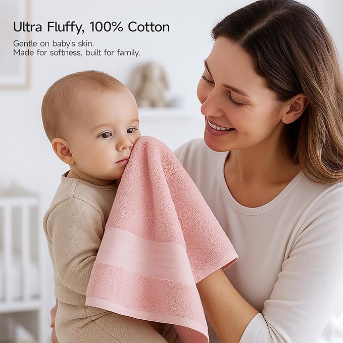 REDKISS Pink Bath Towels Set of 4, Extra Large Bath Sheets 27 X 59 Inches, 100% Cotton, 600 GSM, Quick Dry, Ultra Soft & Super Absorbent Bathroom Towel Sets for Bathroom, Gym, Spa, Pool & Hotel