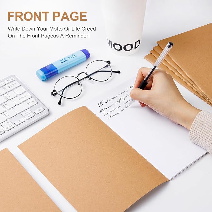 30PCS A5 Blank Kraft Notebooks Bulk, 8.3x5.5inch Unlined Paper Composition Notebook, 60 Pages Travel Journal Notebook Set for Work, School, Student,Kids and Writing