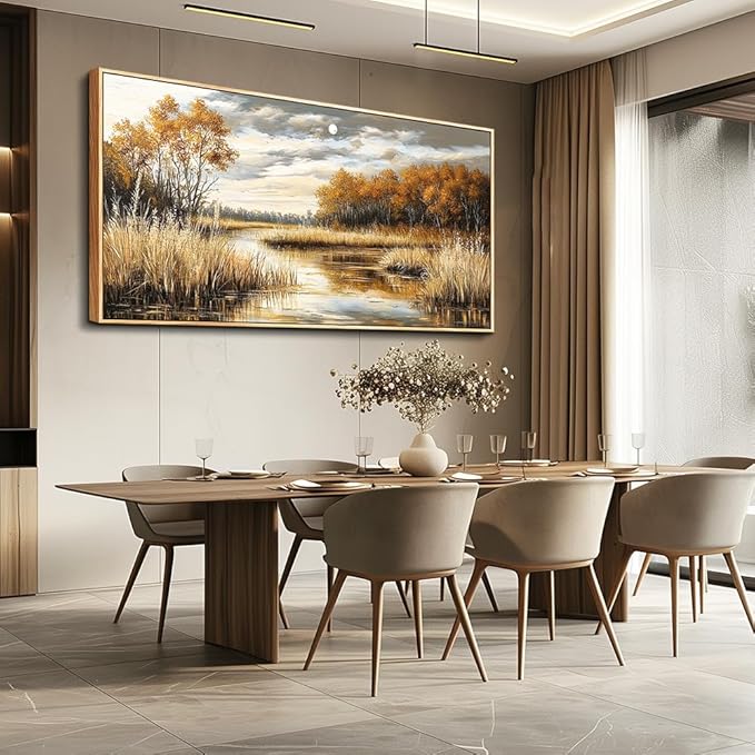 QIYILEXWART Canvas Wall Art For Living Room Large Wall Decor For Office Bedroom Decorations Trees and Rivers Landscape Pictures Farmhouse Painting Artwork Room Wall Mural Aesthetic Home Decor 30x60 In