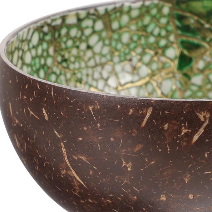 2pcs Natural Coconut Shell Bowls Smooth Decorative Salad Snack Dessert Bowls Multipurpose Food Containers Chic Eco-friendly Home Decor Idea