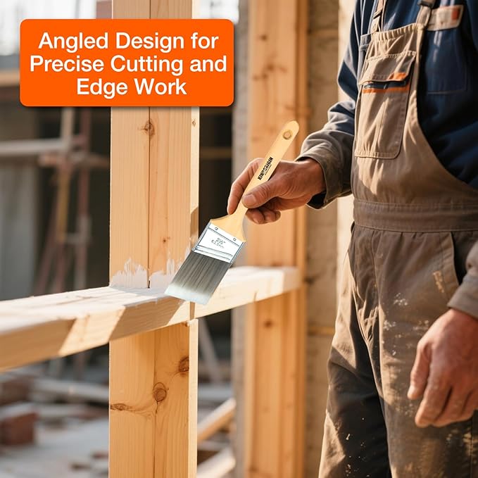 King Origin 10-Pack Professional Angled Paint Brushes Set (1", 1.5", 2", 2.5", 3") Synthetic Wall & Trim Brushes for Cutting Edges, Cabinets, Touch-Ups | Reusable Bulk Paintbrush Kit