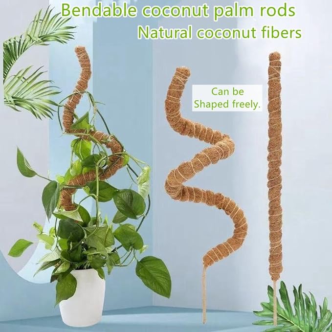 Moss Pole,63 Inch Monstera Plant Support, Upgraded 7mm Aluminum core Moss Poles for Climbing Indoor Plants DIY, Coco Coir Plant Pole Moss Plant Stick Support Stake Kit for Potted Plants Pothos