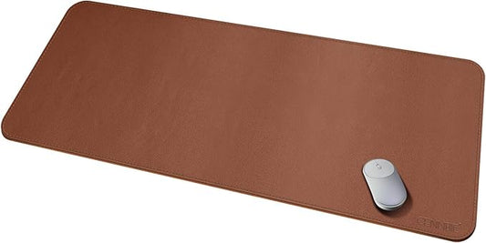 CENBBIE Leather Desk Mat Protector Super Large 51.18"x23.62" Desk Blotter Pad - Waterproof Writing Desk Accessories - Extended Non-Slip Rectangular, Laptop Keyboard Mouse Pad(Brown)